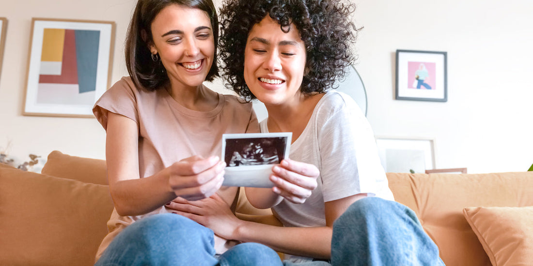 Two women are looking at an ultrasound image.