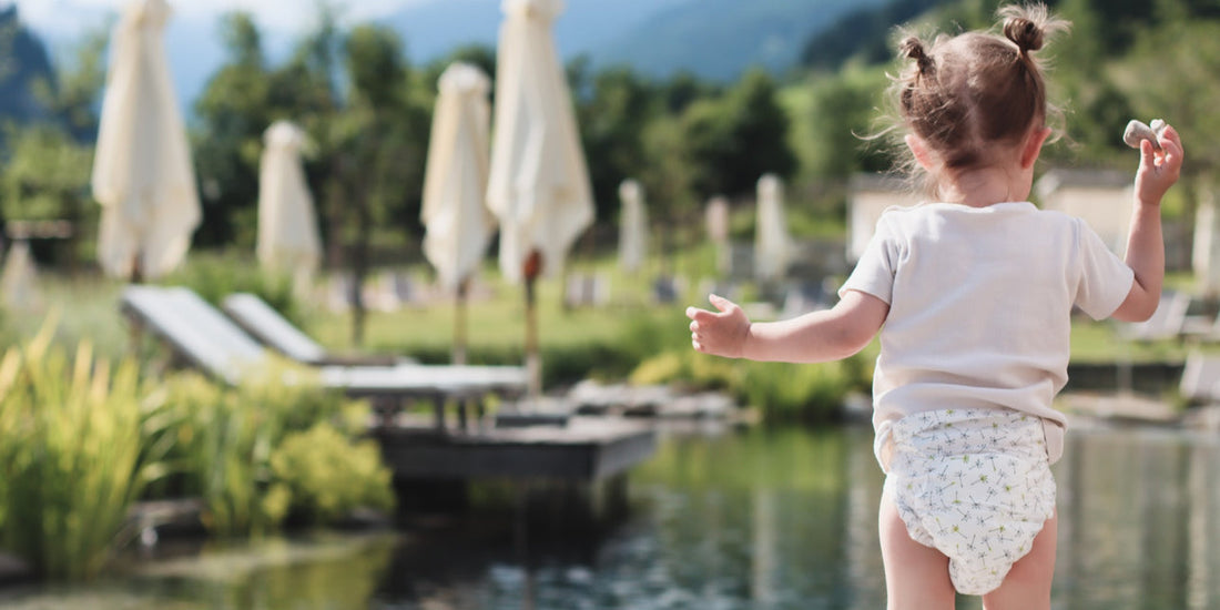 Toddler in LILLYDOO diaper in nature