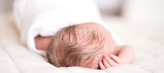 baby with cradle cap on the head